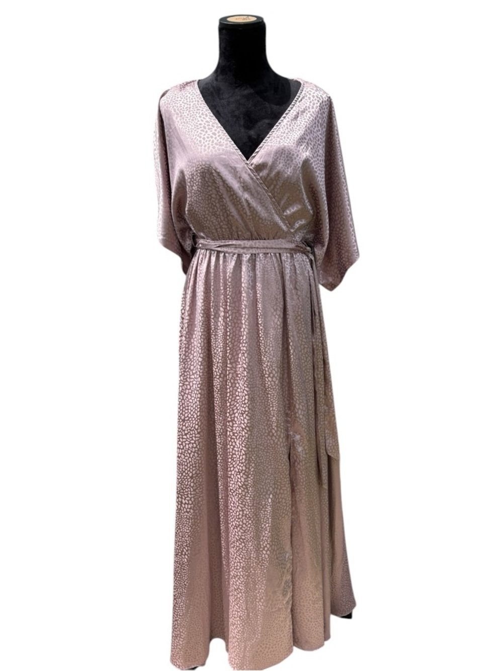 Baltic Born Leopard Jacquard Mauve Wrap Maxi Dress Sz S - Picture 5 of 10